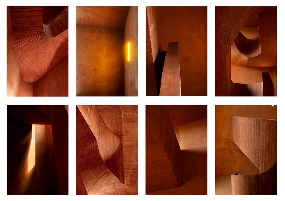 Stufenlos, Fotoprojekt+; Quelle: Museum Küppersmühle, Duisburg, Treppenhaus; Architekten: Herzog & de Meuron, Basel; 197 x 169cm (variabel), 28-teilig,  2022/26, je Tafel 48 x 32,5cm